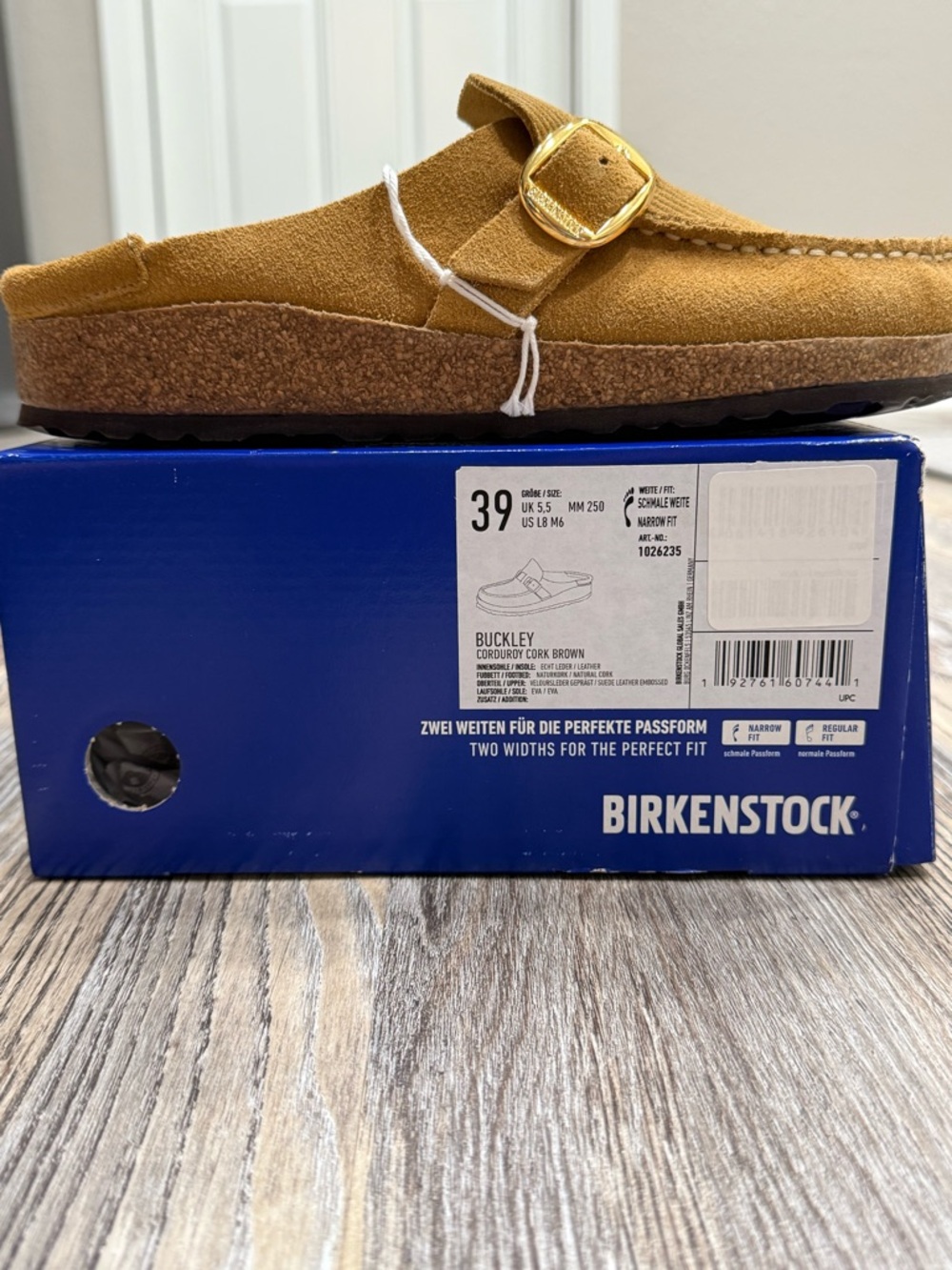 Birkenstock Buckley women Suede Slip-On Clog w/corduroy detail and gold buckle - Picture 6 of 8